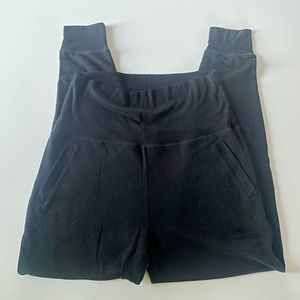 Beyond Yoga Cozy Fleece Fold-Over Jogger Sweatpants Size L Black  REG PRICE $99
